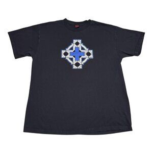 Vintage 90s Fashion Victim Courtney Davis Celtic Cross Black Shirt Adult XL